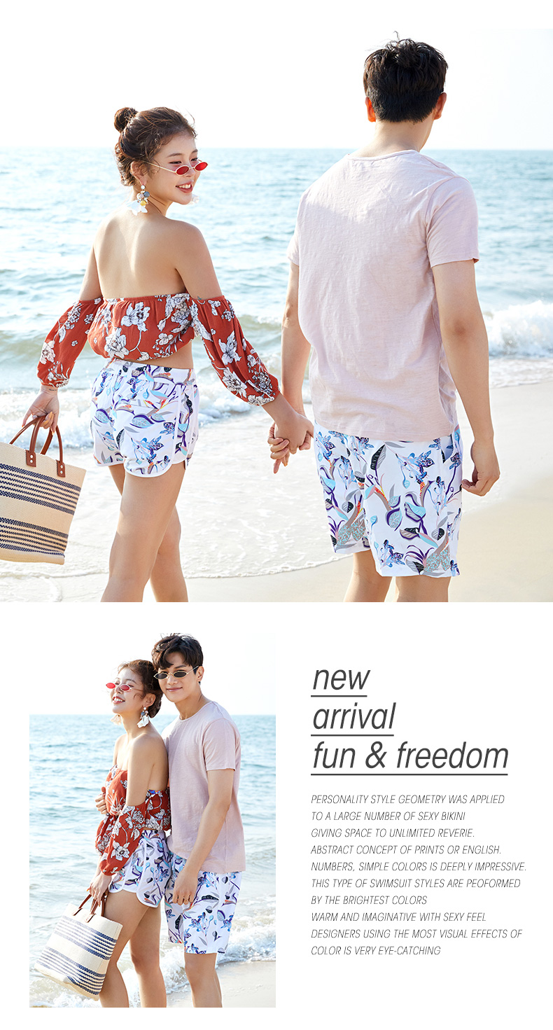 Trumpeter Spa Beach Quần nam Làm khô nhanh Quần rộng Kích thước lớn Cặp đôi Quần short Nữ Đồ bơi Beach Holiday Quần short bơi - Quần bãi biển 	quần 7 màu đi biển