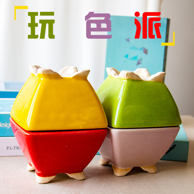 More meat flowerpot raw rock flowers fart fart meaty plant coarse pottery, green plant ceramic simple move color sifang violet arenaceous basin