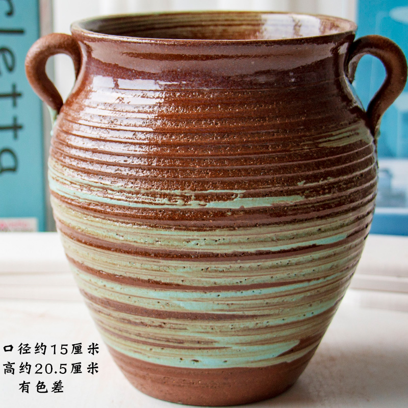 Extra large fleshy flowerpot coarse pottery orchid rose to heavy ceramic meaty plant POTS mage old running analyzes flowerpot