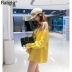 Áo kẻ sọc ngắn mùa hè 2020 khí chất mới của phụ nữ Hàn Quốc màu vàng dài tay lỏng lẻo hàng đầu - Áo khoác ngắn
