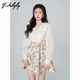 Ruffled high-waisted jacquard long-sleeved v-neck dress for women spring chiffon French palace style puffy princess dress