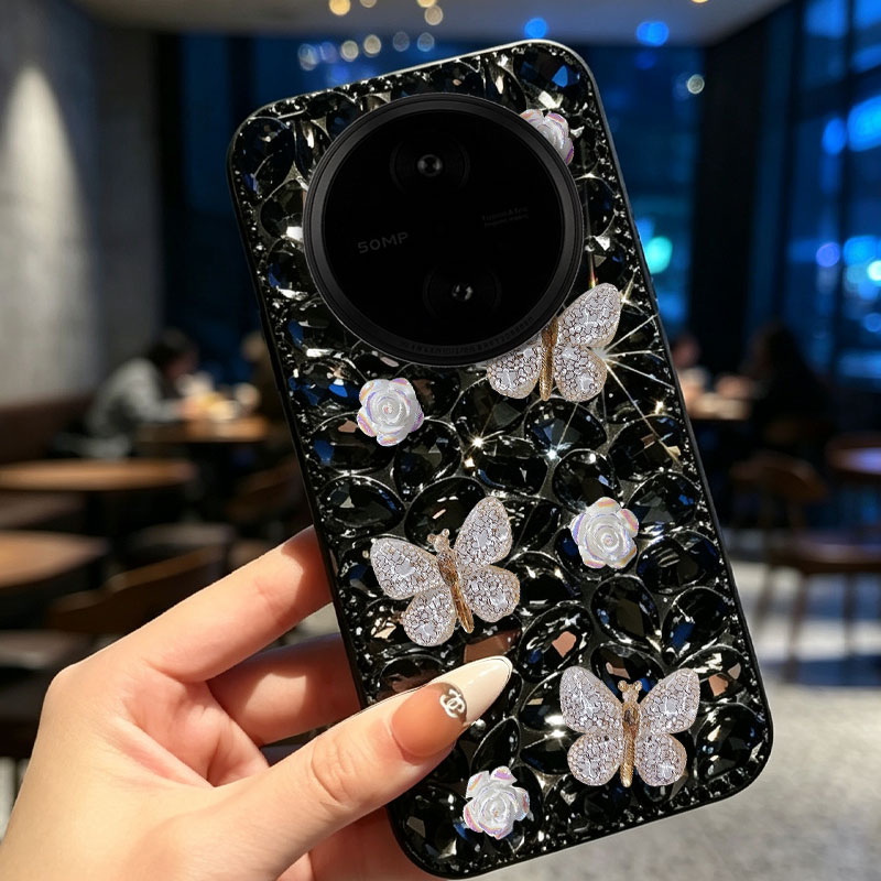 Black full diamond inlay suitable for vivoY600Pro mobile phone case soft case Y200GT rhinestone Y35+ autumn and winter Y500s women's model Y100i flash diamond Y300+ high-end Y35 5G all-inclusive Y37T