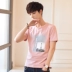 Mùa hè mới cho nam áo thun ngắn tay Slim Hàn Quốc in nam nửa tay xu hướng cổ tròn áo thun nam - Áo phông ngắn áo phông nam tay ngắn có nón Áo phông ngắn