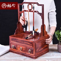 Red wood blood sandalwood to run the brush pen holder Calligraphy Brush Pen Holder Calligraphy Brush Pen Room Four Treasure Pendulum Pieces Solid Wood With Pumping