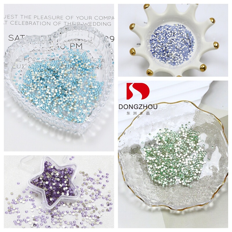 Dongzhou Crystal Ss5 Flat Bottom Round Nail Art Rhinestones Colorful Mixed Nail Decoration K9 Flat Bottom White Lake Blue Rhinestones
