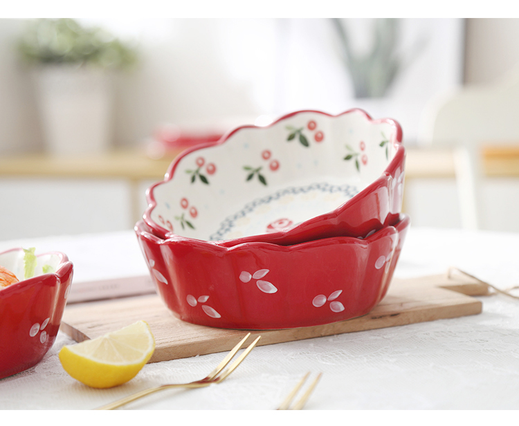 Bo view breakfast ceramic bowl cherry small bowl, lovely salad bowl eat fruit bowl creative household dessert bowl of bird 's nest