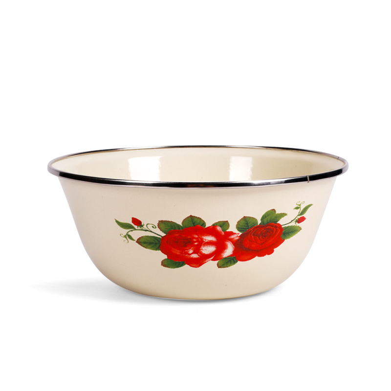 Bo view enamel bowls of nostalgic old noodles fresh large bowl bowl of soup bowl with cover household to wash your hands as the cover basin