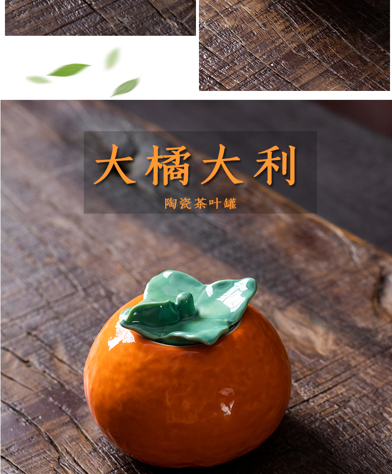 Creative persimmon peach caddy fixings portable simulation seal POTS of tea storage warehouse household ceramics mini fruit furnishing articles