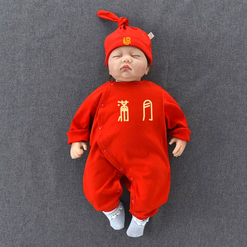 Новорожденный ребенок красная полнолуние корова, детская одежда, новая одежда, поздравления женского мальчика, плюс бархат густой праздничная весна и летняя тонкая