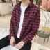 Áo sơ mi kẻ sọc mùa thu nam cộng với phân bón XL áo sơ mi tuổi teen quần áo thể thao áo khoác nam - Cực lớn Cực lớn