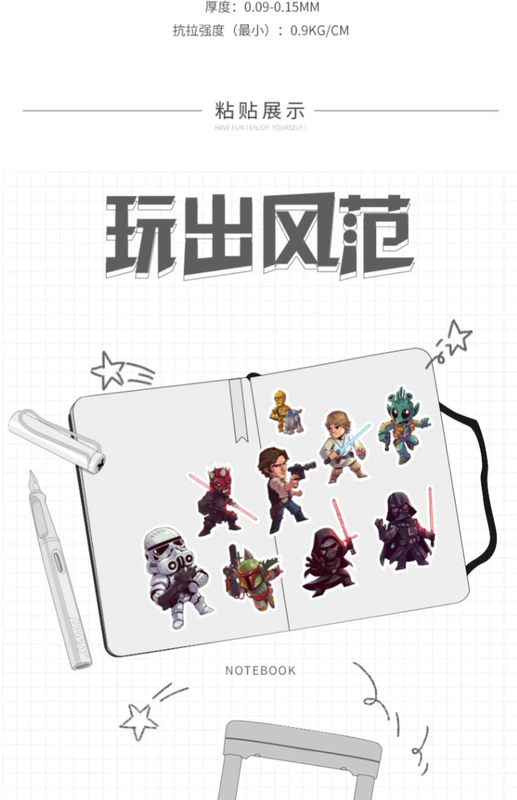 Star Wars Cartoon Vali Hành lý Case Sticker Không thấm nước Máy tính xách tay Máy tính Nhãn dán chống nước 88 - Phụ kiện máy tính xách tay