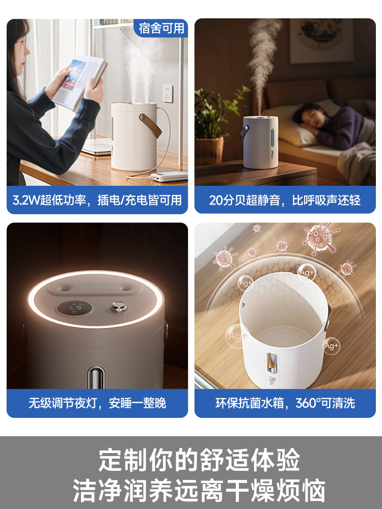 Humidifier Suitable for Office Desktop, Home, Silent, Bedroom, Living Room, Pregnant Women, Infants, Large Capacity Air Spray