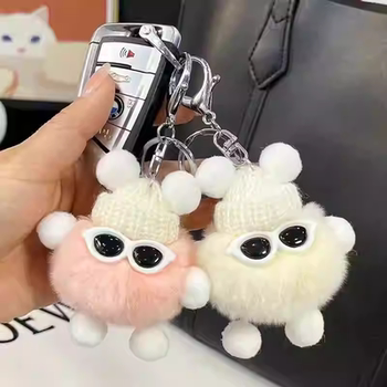 Cute Backpack Charms, Plush Little Coal Ball Ins-Style Internet Celebrity Schoolbag Doll Keychains