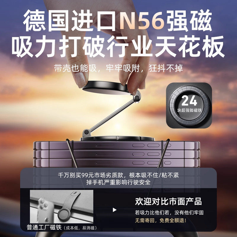 Suitable for Apple Car Phone Holder, New Magnetic Foldable High-End Navigation Car-Specific Model 2025