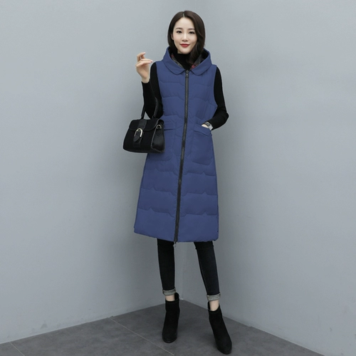 Модный длинный жилет с пухом, демисезонный пуховик, европейский стиль, средней длины, 2019