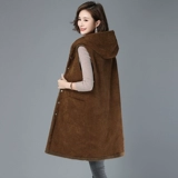 Модный длинный вельветовый осенний бархатный жилет, средней длины, 2019