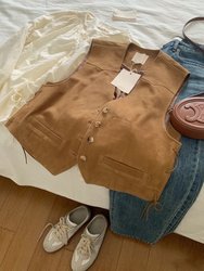 Heavy-duty retro design suede vest for women in spring and autumn, Korean style, layered outer wear, short lace-up vest for summer