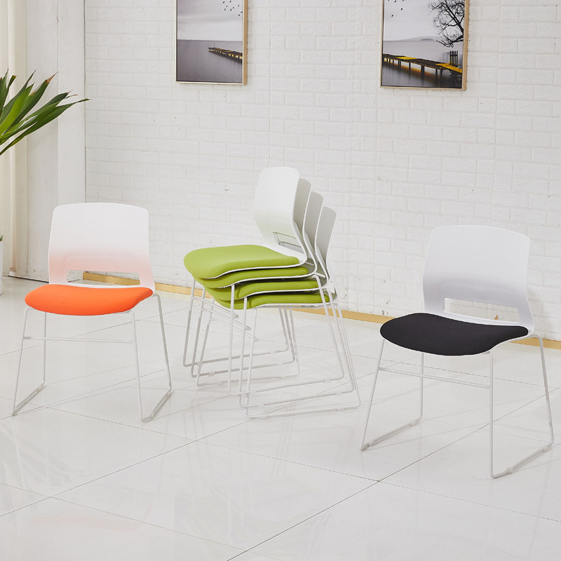 Nordic thick plastic backed chair training chair without armrest staff meeting chair can be stacked down bow to negotiate chair