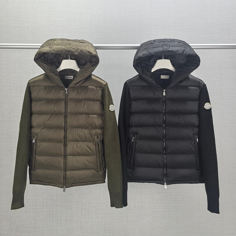 European Style 25 New Trendy Brand Knitted Hooded Patchwork Zipper down Jacket Men's Top Coat European Style 25 New Trendy Brand Knitted Hooded Patchwork Zipper down Jacket Men's Top Coat