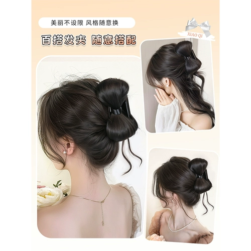 Парик изготовленный из настоящих волос, заколка для волос с бантиком, заколка-крабик, придает объем, китайский стиль