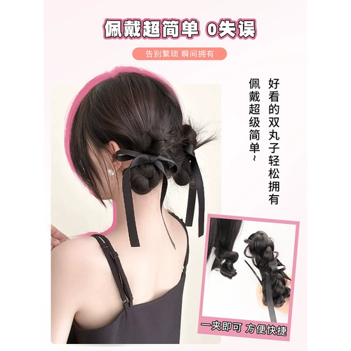 Парик, лента изготовленная из настоящих волос с косичкой с бантиком, заколка для волос