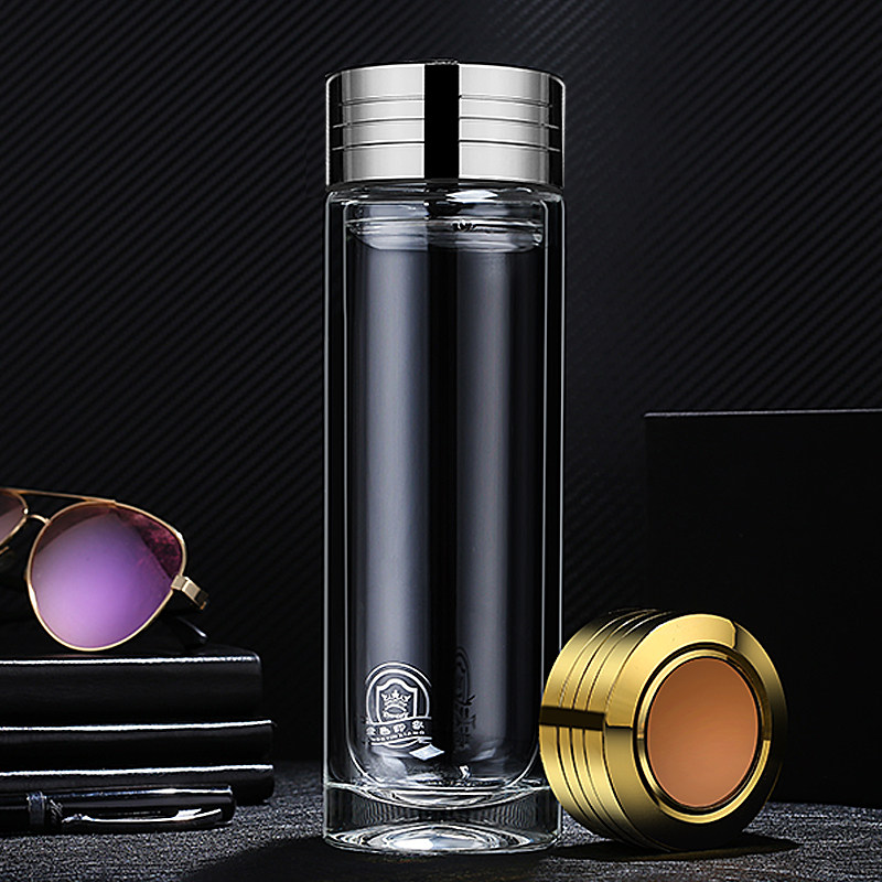 Golden Impression Double glass Cup Men's anti-hot and heat-resistant tea cup Business water glass integrated firing thickened mug