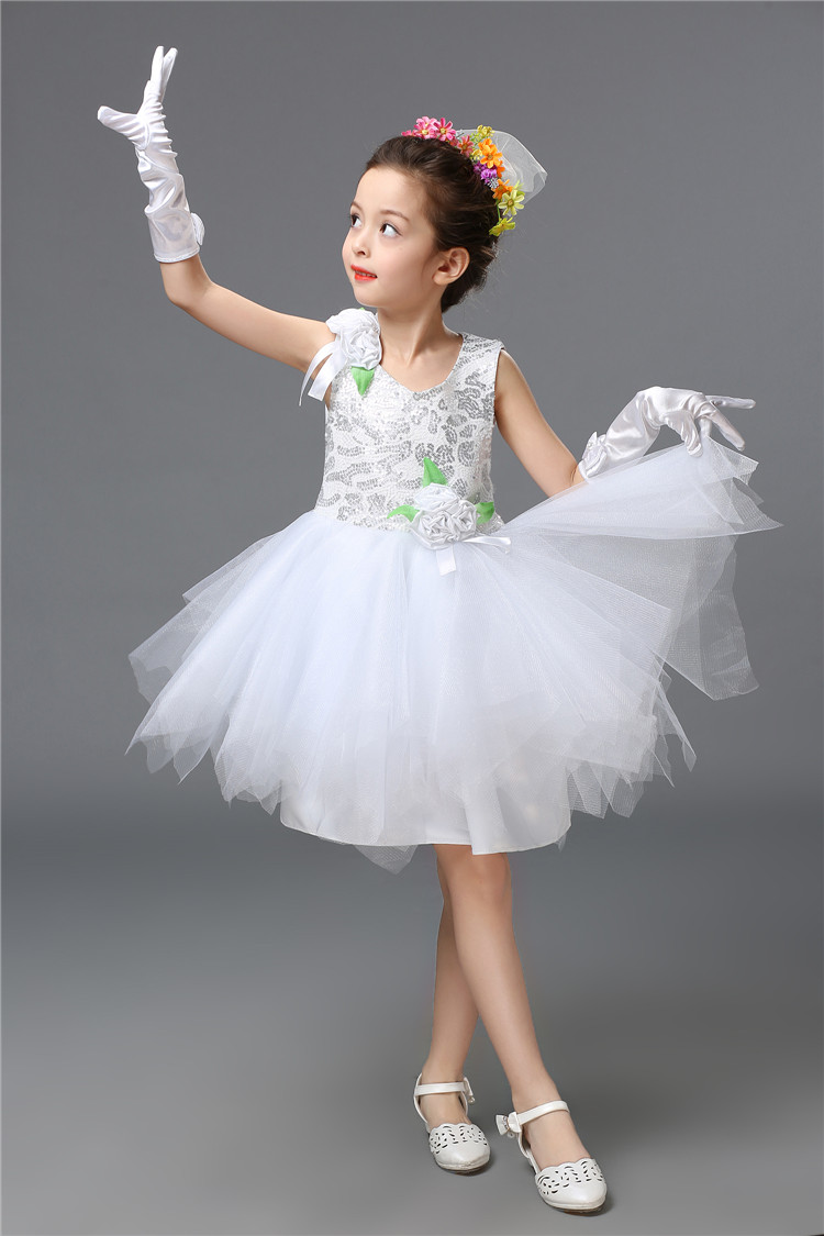 Trẻ em của Quần Yếm Có Dây Đeo Trang Phục Trường Tiểu Học Điệp Khúc Nam và Nữ Recital Hiện Máy Chủ Dress Tutu trang phục biểu diễn thời trang cho bé