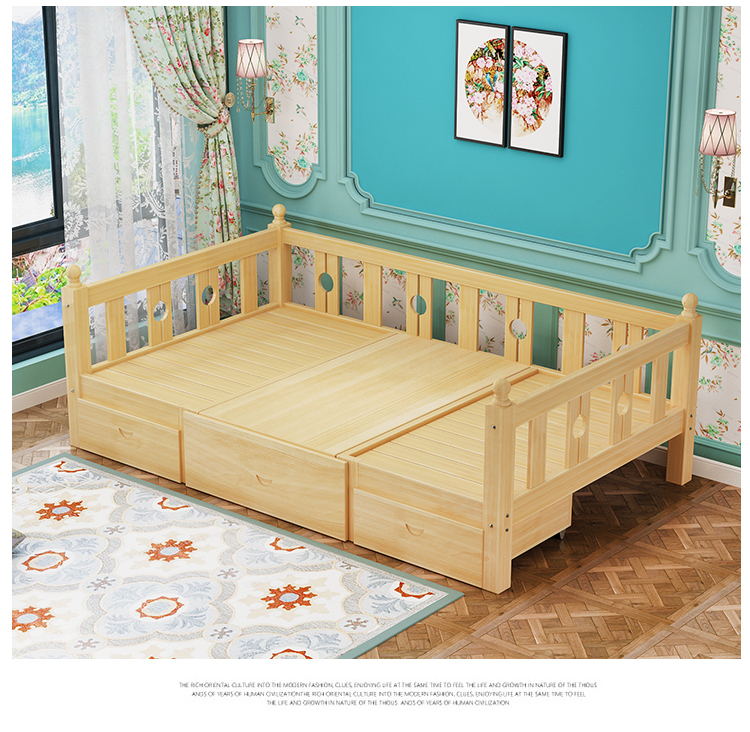 Rắn gỗ phòng khách sofa giường đa chức năng có thể gập kép trượt 1,5 m 1,2 giường đôi với một căn hộ bàn nhỏ - Giường mẫu giường ngủ hiện đại