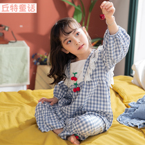 Girls thin pajamas set spring and autumn cotton children long sleeve Girls cute baby home clothes Foreign