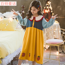 Girls Spring and Autumn Cotton Pajamas Children Spring Princess Nightdress Baby Little Girl Long Sleeve Home Clothes Parent-Child Mother