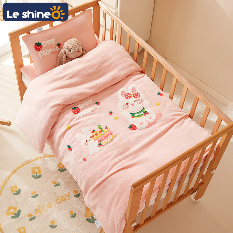 Kindergarten Quilt Three Sets Milk Suede Thickened Autumn Winter Plus Suede Baby Special Bedding Six Sets Coral Fleece-Taobao