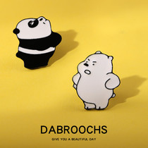 Cute Japanese cartoon little panda brooch ins tide personality bear badge couple pin clothes bag buckle pin