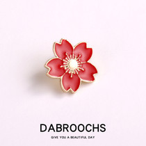 Cute Japanese cherry blossom brooch female drop oil metal badge flower pin Dress badge School bag bag accessories