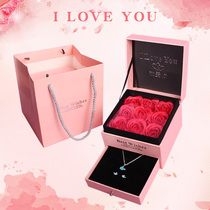 Eternal flower rose gift box Tanabata Valentines Day gift Necklace earrings ring box Single jewelry gift packaging