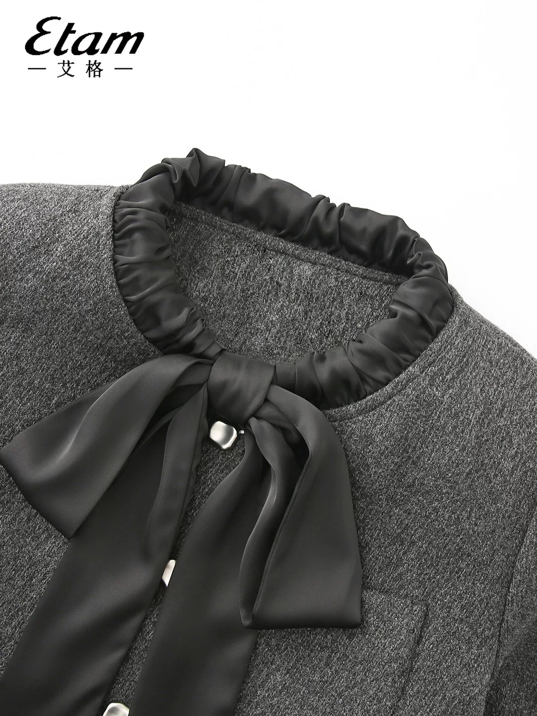 Короткая зимняя шерстяная куртка-пуховик с бантом, стиль Chanel