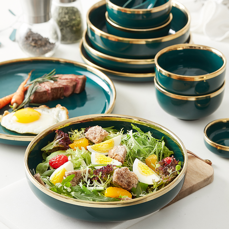 European ceramic tableware rice bowls a single ins light much wind Japanese creative dish dish dish home outfit combinations