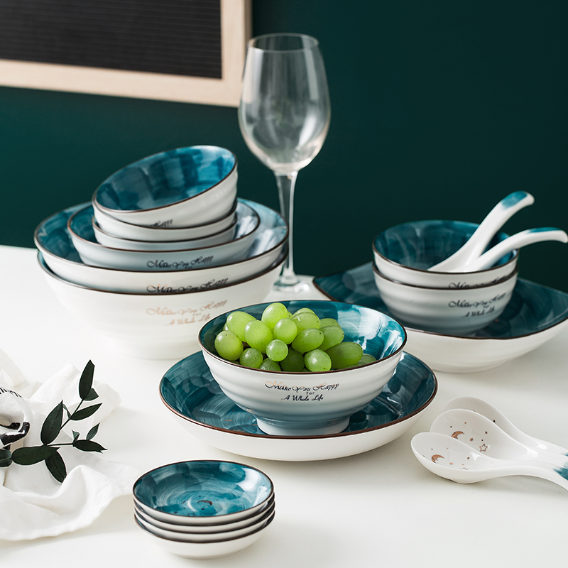 Nordic ins contracted creative ceramic tableware household bowl dish of plate of Japanese dishes set all the dishes