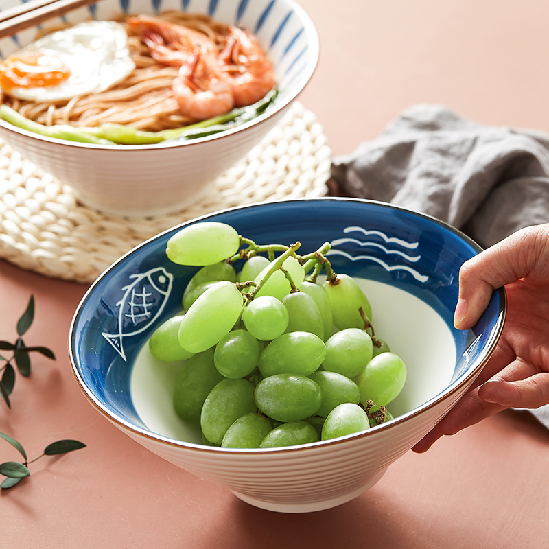 Japanese ceramic bowl individual household large soup bowl rainbow such as bowl individuality creative rainbow such to use retro hat to use a large bowl