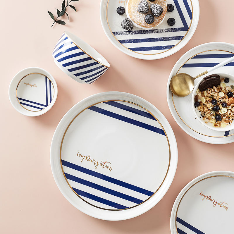 Northern dishes suit household web celebrity ins tableware dishes creative ceramic bowl eat bowl set bowl chopsticks combination