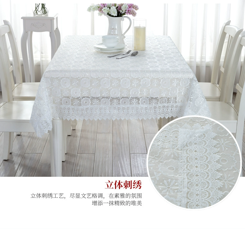Sợi thủy tinh thêu nhỏ tròn khăn trải bàn trắng tinh khiết nhà giải trí khăn trải bàn ban công khăn trải bàn cà phê khăn trải bàn - Khăn trải bàn khăn nhựa trải bàn