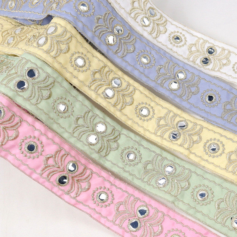 Golden wire fantasy lens lace auxiliary cotton floor embroidery lens lace code decoration clothing accessory belt
