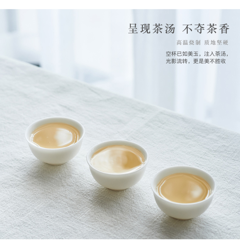 Suet jade jade white porcelain porcelain white trumpet tureen noggin home chaoshan kungfu tea set suit white mini