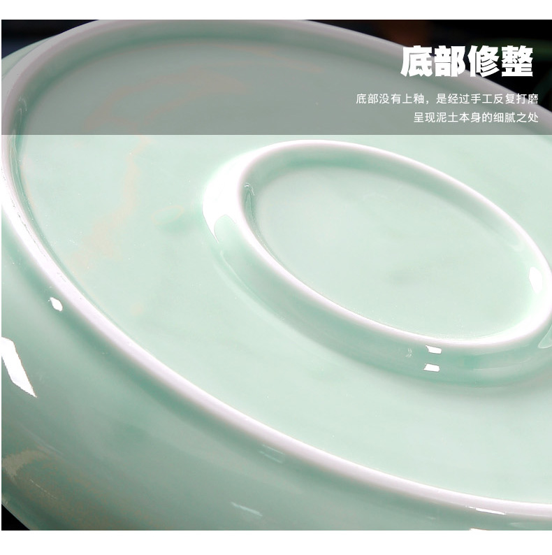 Celadon kung fu tea set ceramic round small tea tray pallet household water impoundment round tea tea tea sets tea sea ship