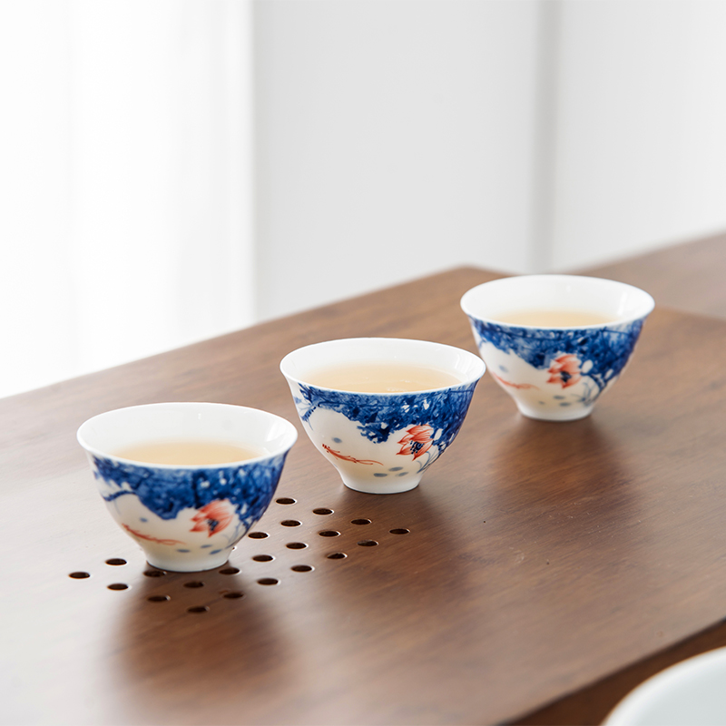 Qiu time ceramic kung fu masters cup sample tea cup white porcelain cups hand - made lotus single cup bowl tea tea