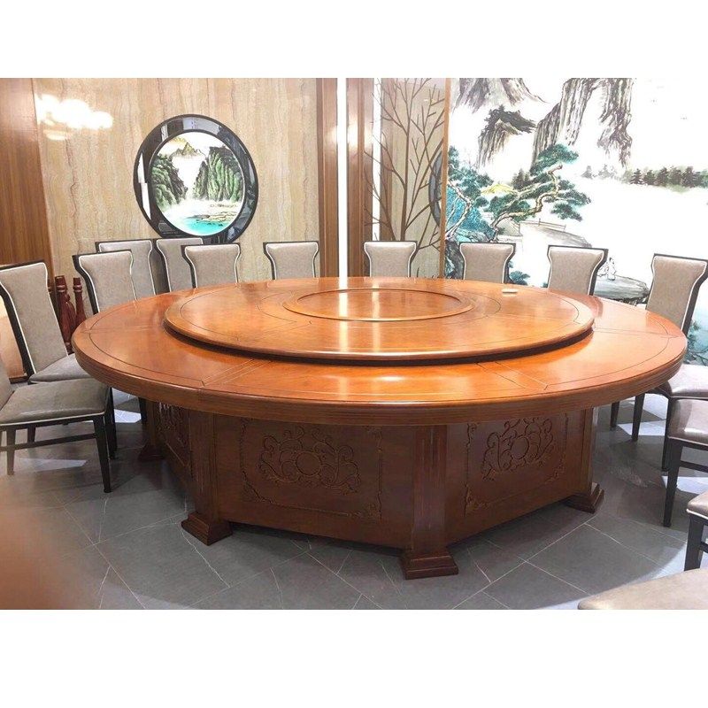 New hotel electric dining table large round table banquet hotel box 15 people 20 people automatic rotating round dining table and chairs