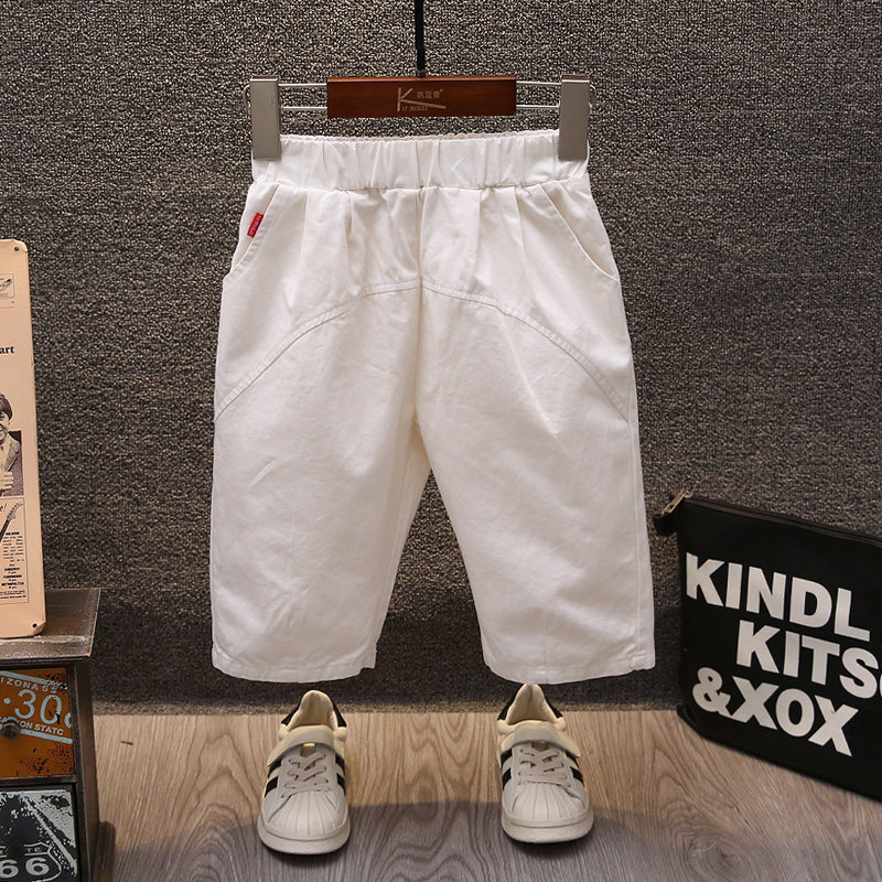 Boy white shorts outside wearing 2022 new loose 50% Pants Summer Children Pure Cotton Slim breathable 50% Pants Tide