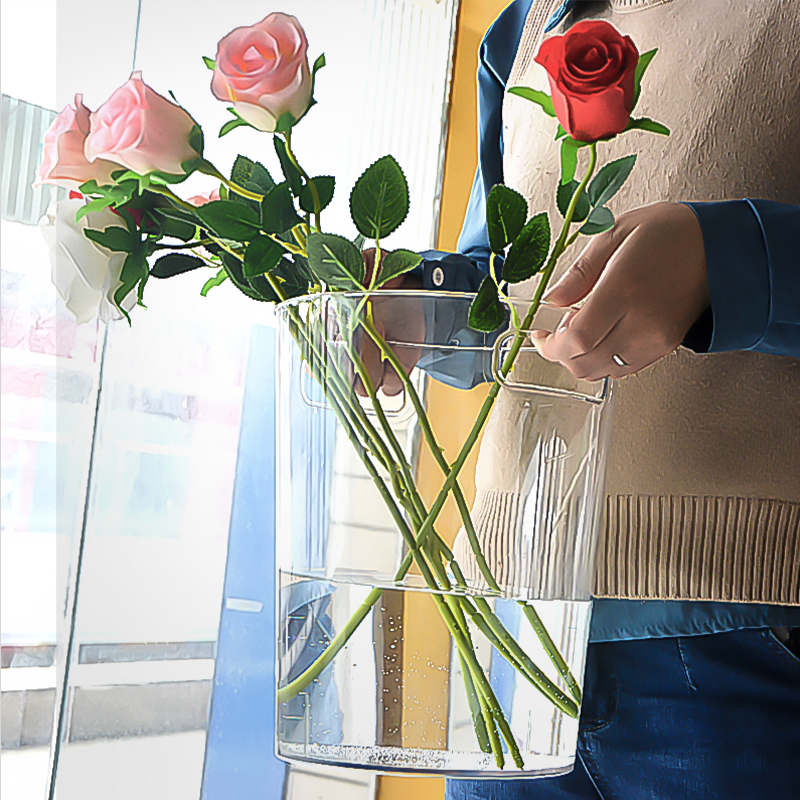 Hand reminder flower bucket home deep water transparent acrylic French flower flower shop dedicated flower flower arrangement flower plastic