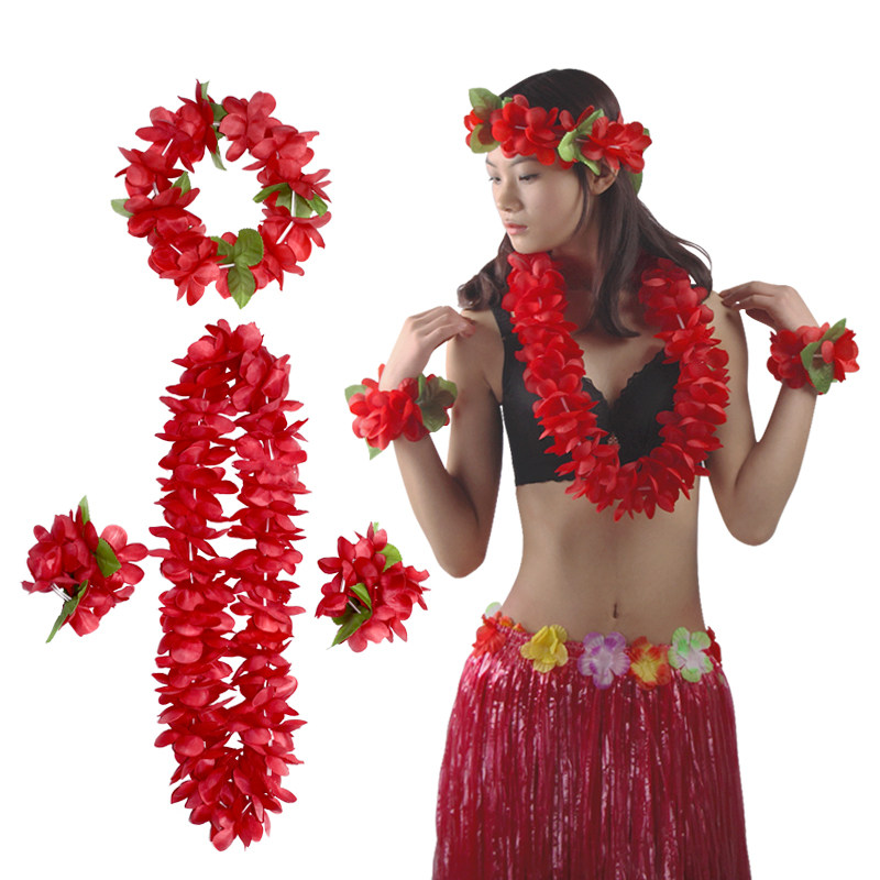 Hawaiian 80-piece encryption garland adult children's festival party costume petal necklace hula dance performance props