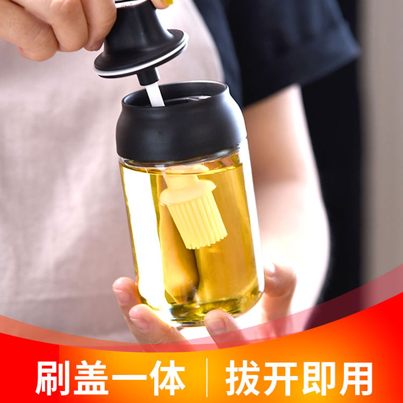 Silicone brush head brush oil brush with oil bottle one small oil pot brush household glass barbecue kitchen oil tank high temperature resistance