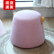 Nordic cloth sofa stool short fashion cute small stool round modern creative velvet home round stool for shoes stool